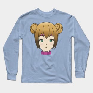 ANIME BRUNETTE GIRL GREEN EYES DESIGN Long Sleeve T-Shirt